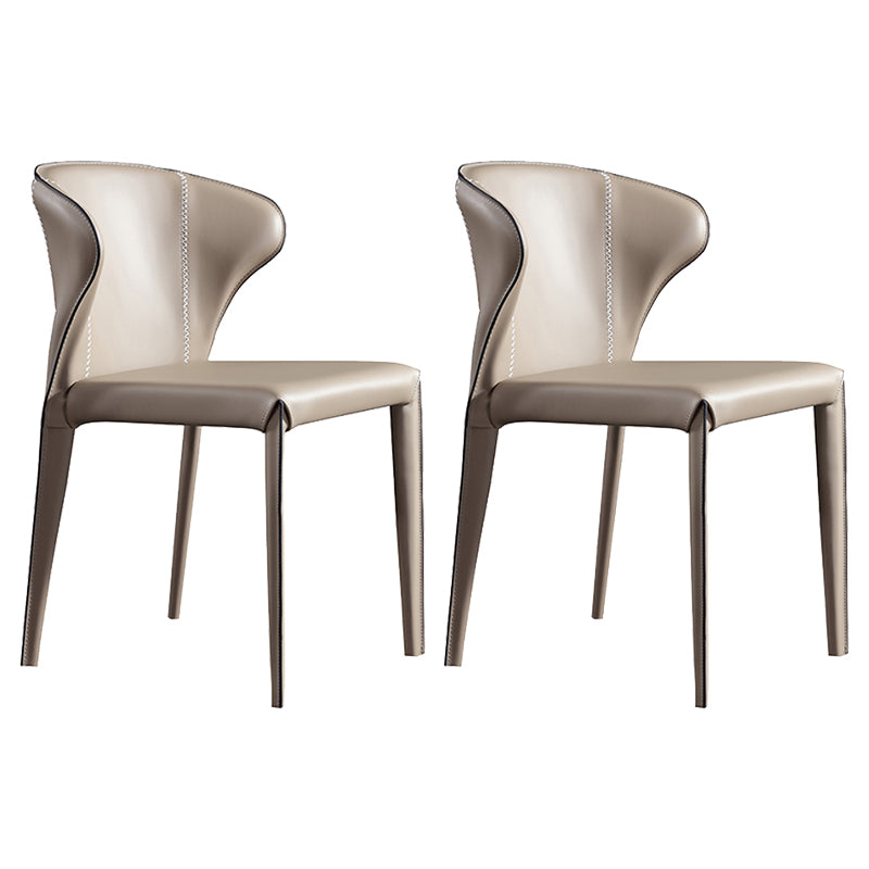 Upholstered Armless Dining Chairs Modern Faux Leather Side Chair