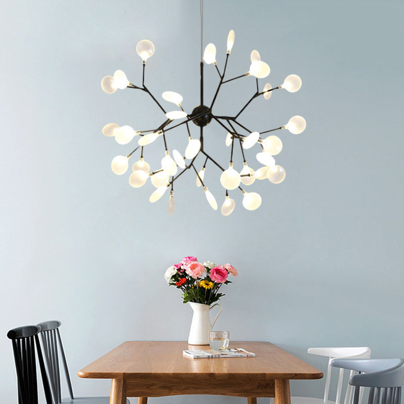 Modernità Heracleum Design lampadario vetro opalino 36/45/54 teste soggiorno cittadino a soffitto in nero/oro