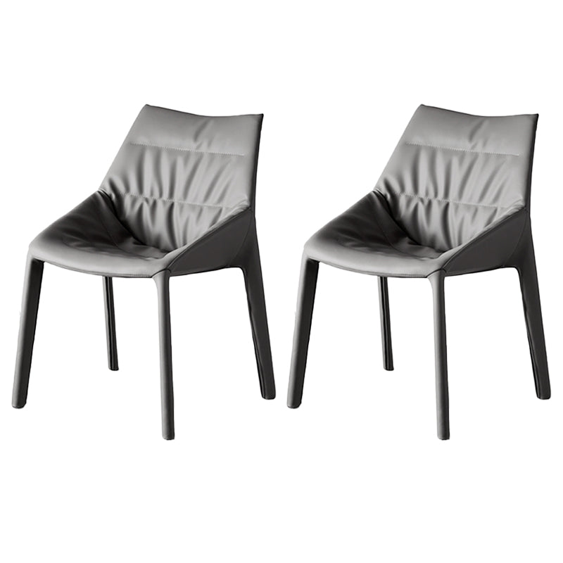 Modern Gray Dining Side Chair Faux Leather Armless Dining Chairs