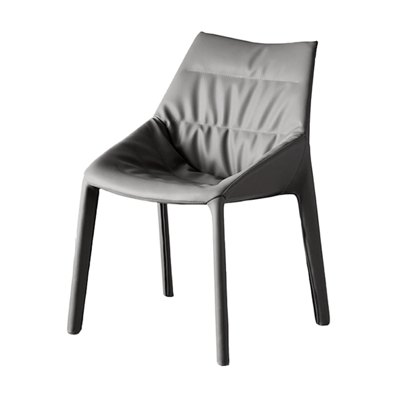 Modern Gray Dining Side Chair Faux Leather Armless Dining Chairs