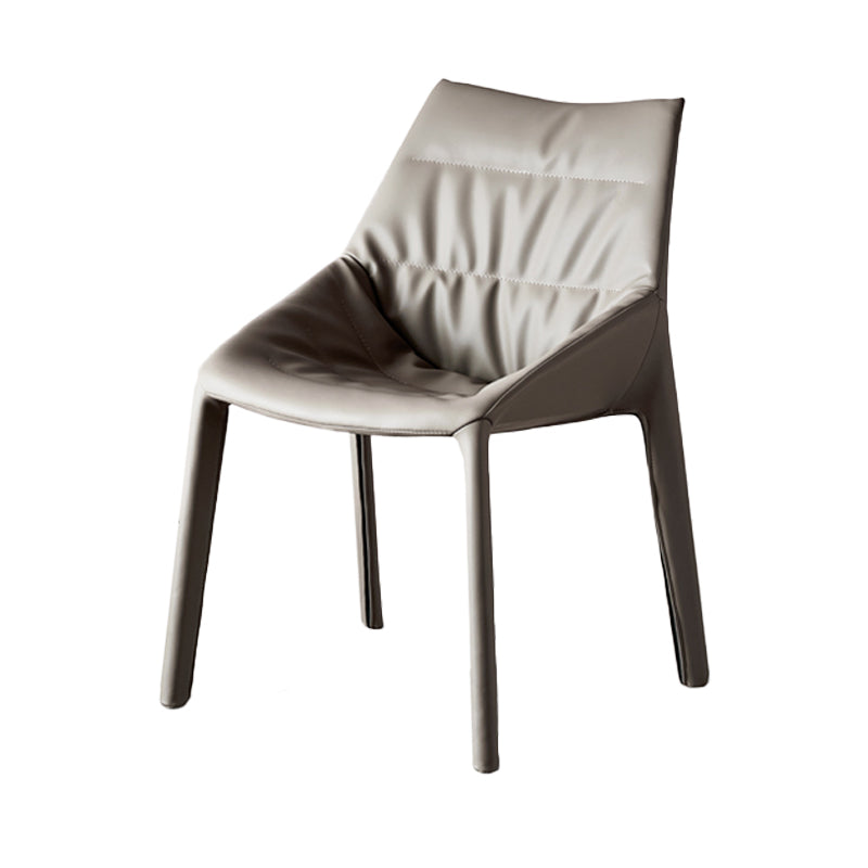 Modern Gray Dining Side Chair Faux Leather Armless Dining Chairs
