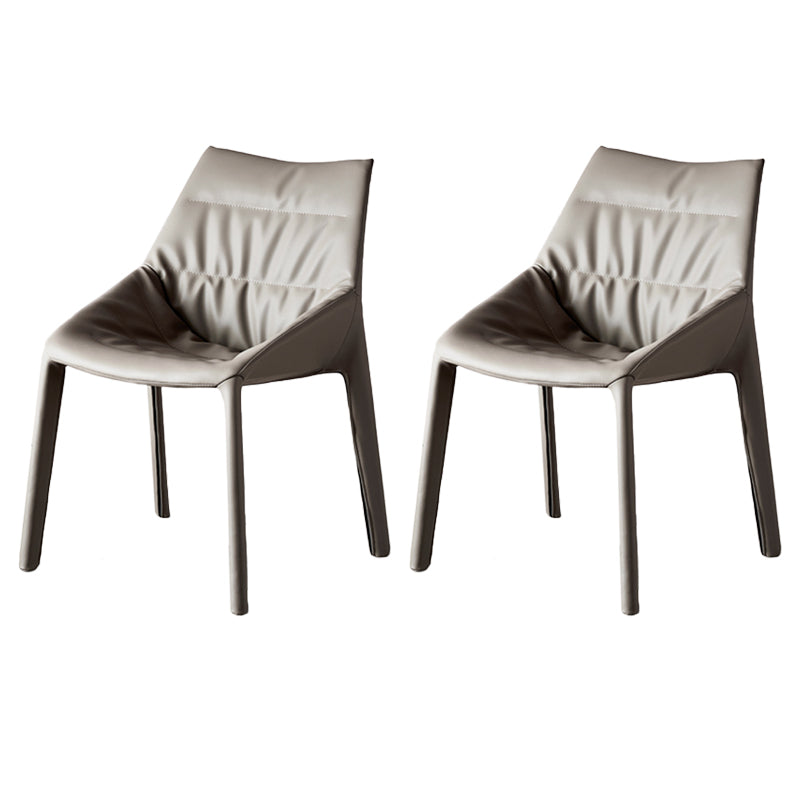Modern Gray Dining Side Chair Faux Leather Armless Dining Chairs
