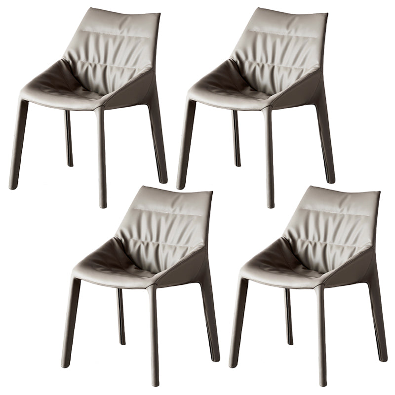 Modern Gray Dining Side Chair Faux Leather Armless Dining Chairs
