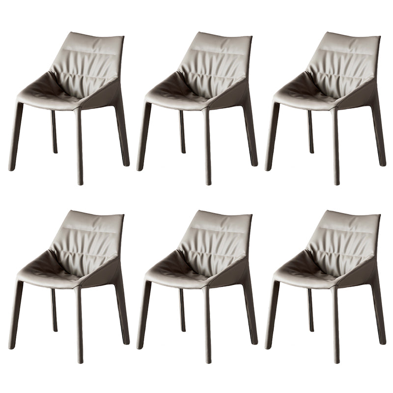Modern Gray Dining Side Chair Faux Leather Armless Dining Chairs