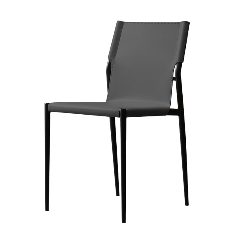 Faux Leather and Metal Dining Room Chair Contemporary Side Chair