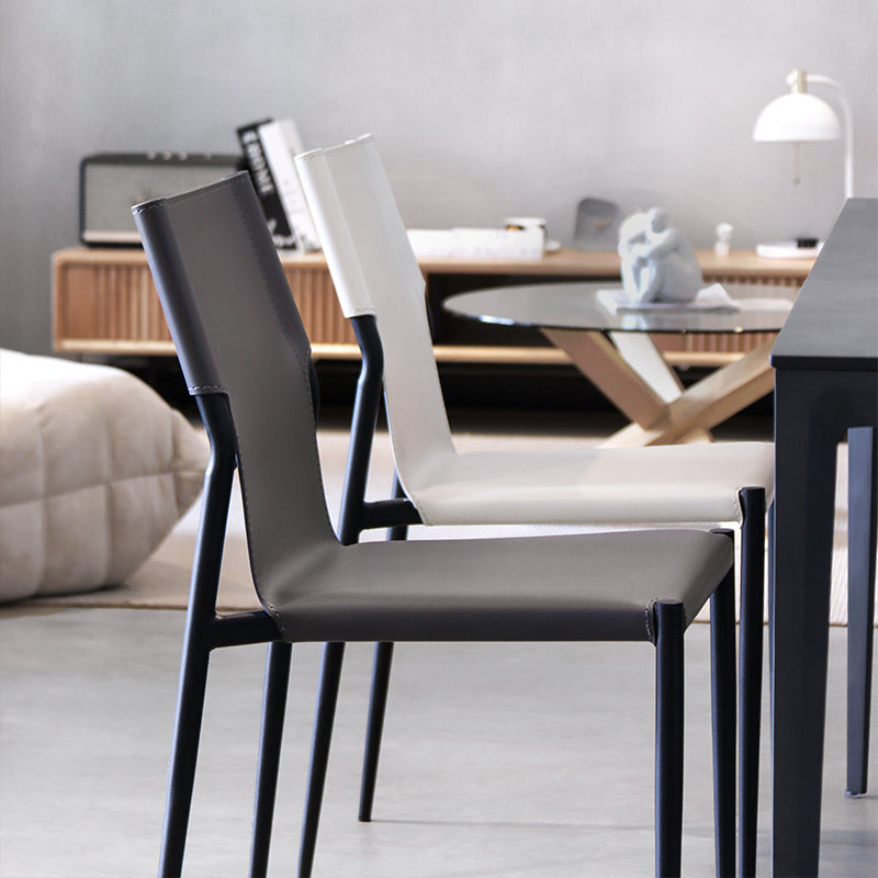 Faux Leather and Metal Dining Room Chair Contemporary Side Chair