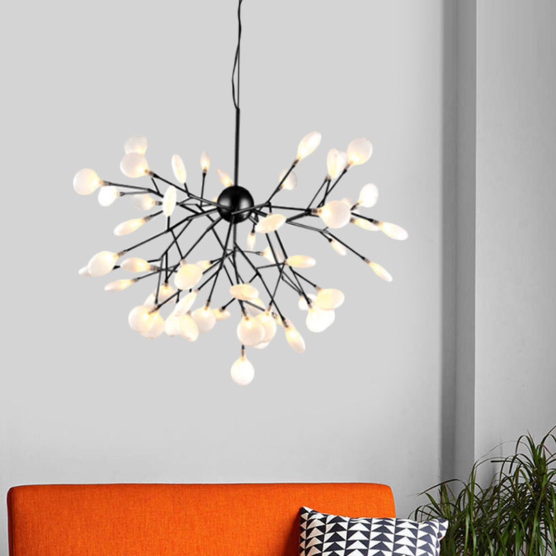 Modernità Heracleum Design lampadario vetro opalino 36/45/54 teste soggiorno cittadino a soffitto in nero/oro