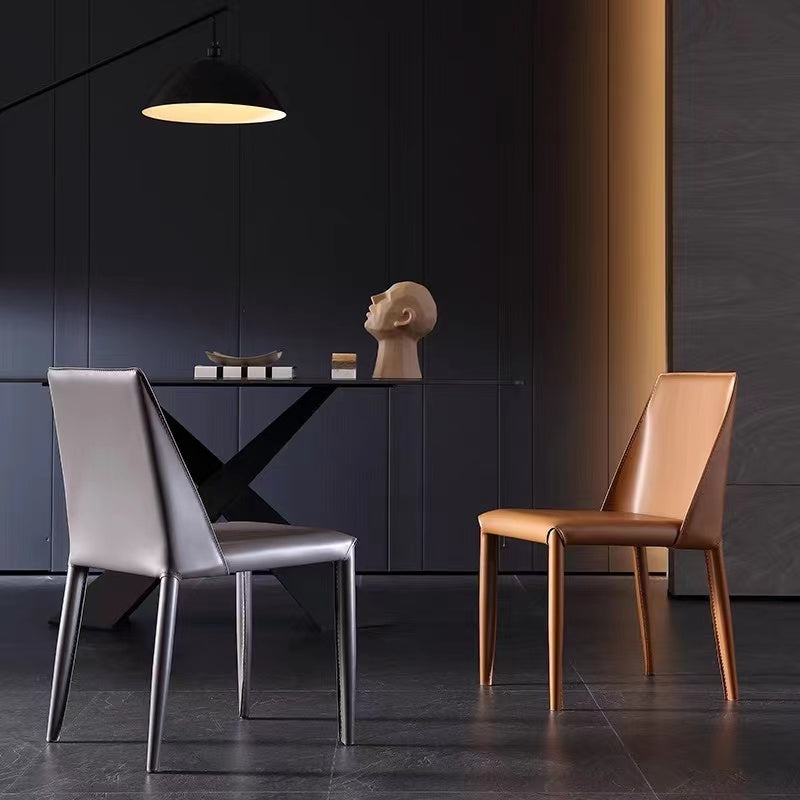 Contemporary Armless Home Side Chair Faux Leather Low Back Dining Chair