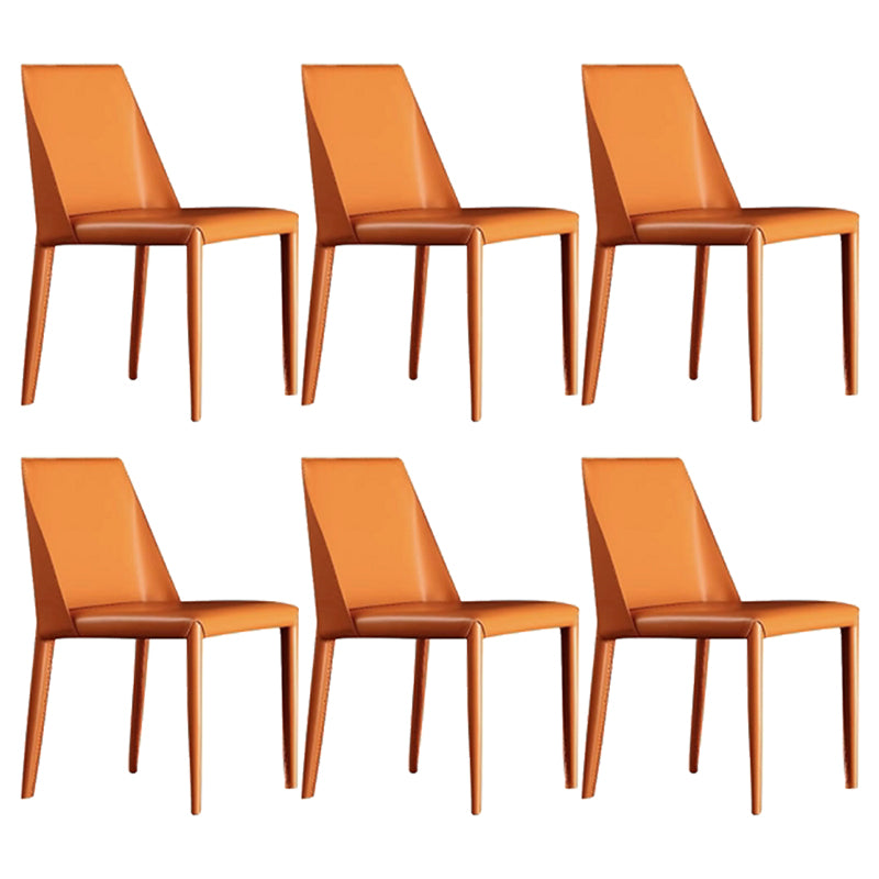 Contemporary Armless Home Side Chair Faux Leather Low Back Dining Chair