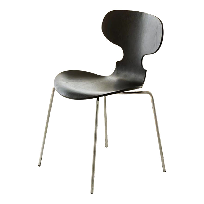 Metal and Wood Armless Dining Chairs Contemporary Side Chair Set