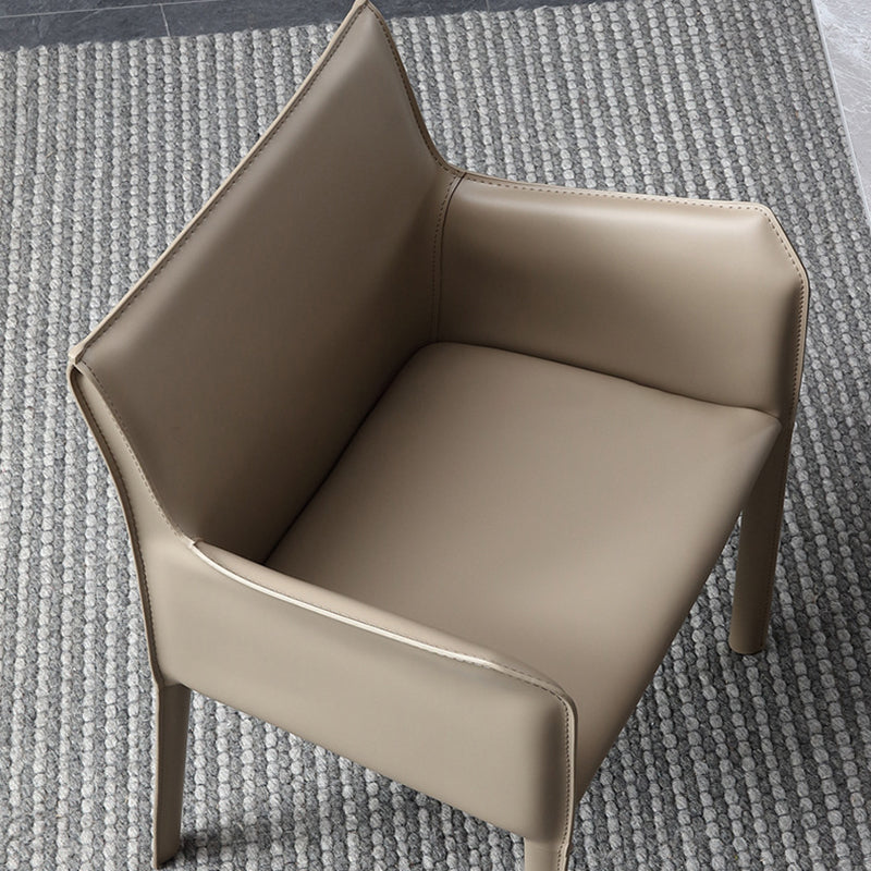 Modern Upholstered Dining Arm Chair Faux Leather Dining Accent Chair