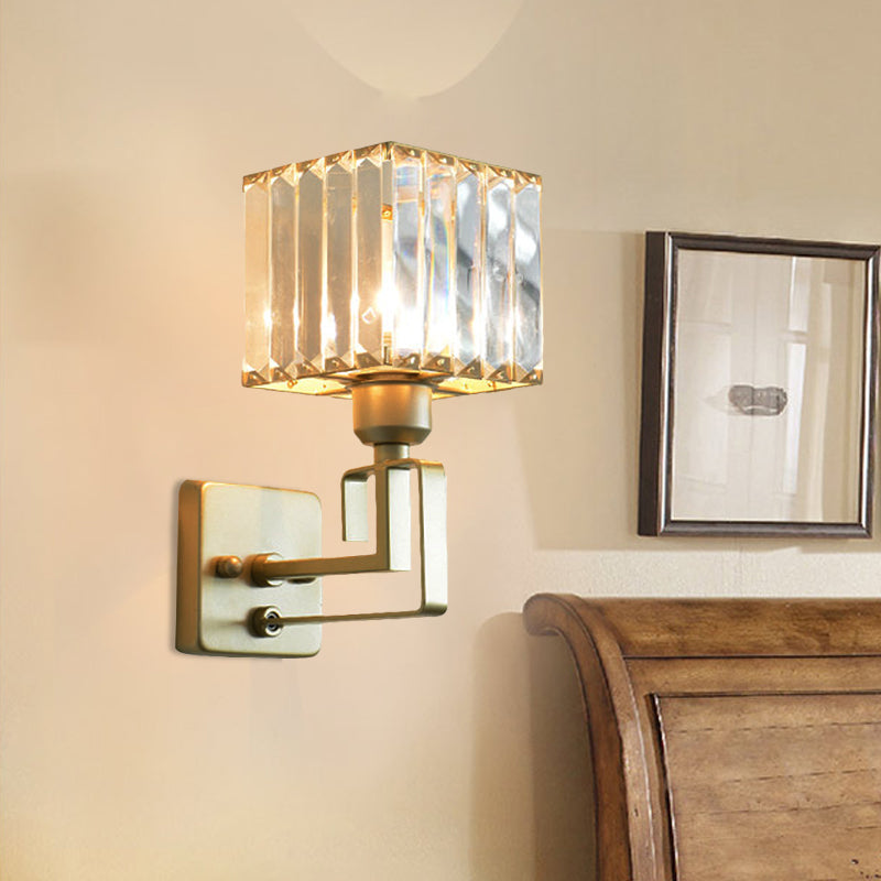 Éclairage mural en cristal clair Style moderne 1 lumière en or Gold Finish Appince Light pour la chambre