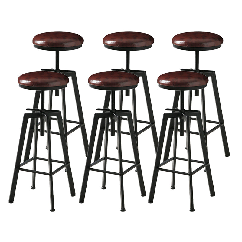 Industrial Adjustable Height Bar Stool Iron Round Armless Bar Stool
