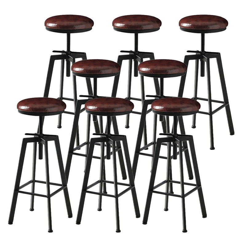Industrial Adjustable Height Bar Stool Iron Round Armless Bar Stool