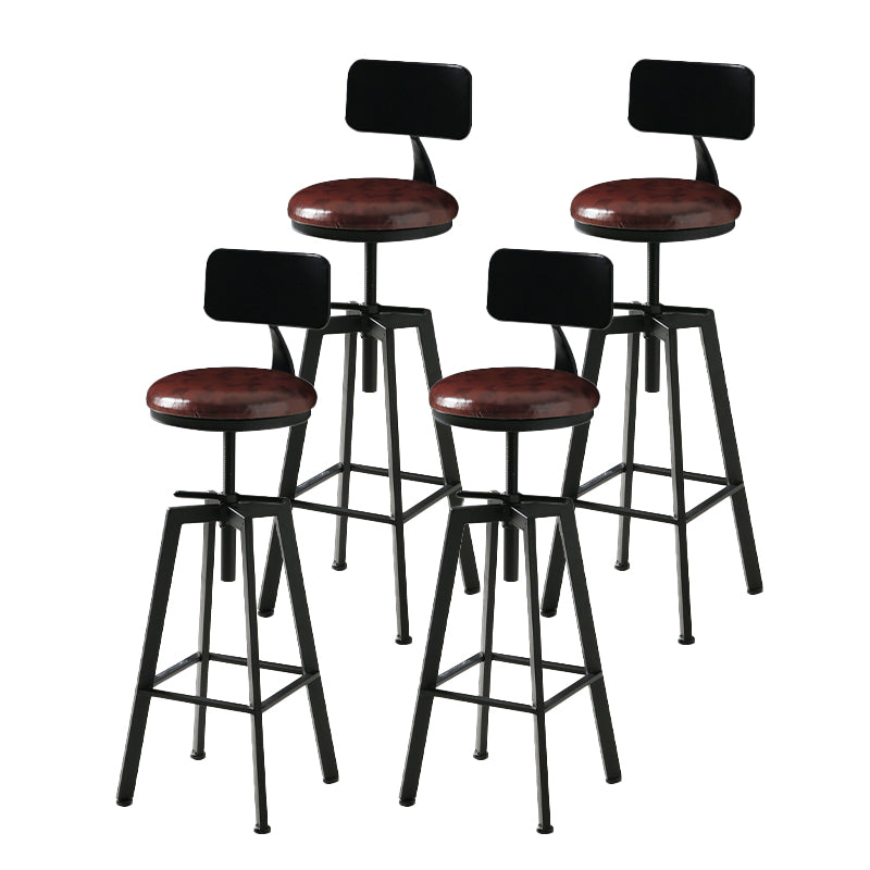 Industrial Adjustable Height Bar Stool Iron Round Armless Bar Stool