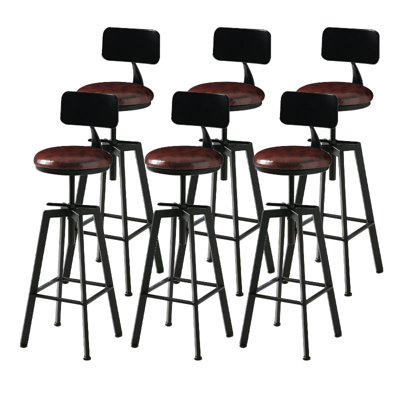 Industrial Adjustable Height Bar Stool Iron Round Armless Bar Stool