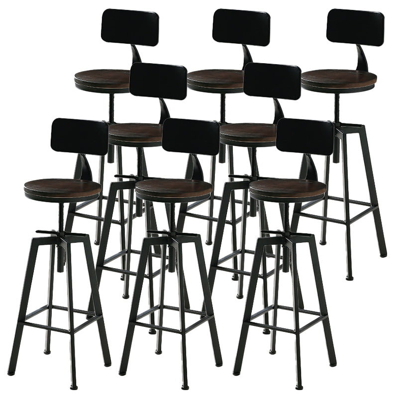 Industrial Adjustable Height Bar Stool Iron Round Armless Bar Stool