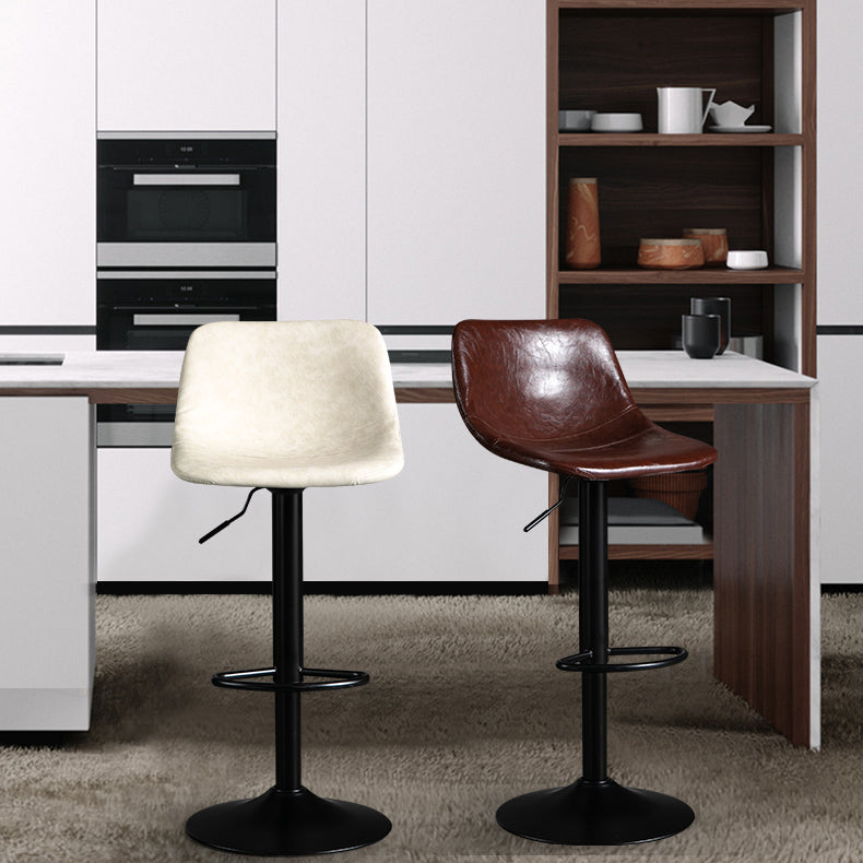 Industrial Metal Barstool Faux Leather Counter Stool for Home