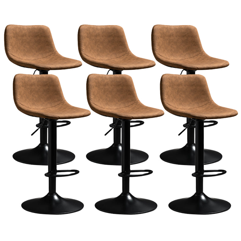 Contemporary PU Leather Footrest Barstool Adjustable Height Bar Stool