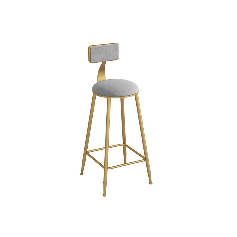 Industrial Metal Barstool Faux Leather Fabric Counter Stool with Gold Legs