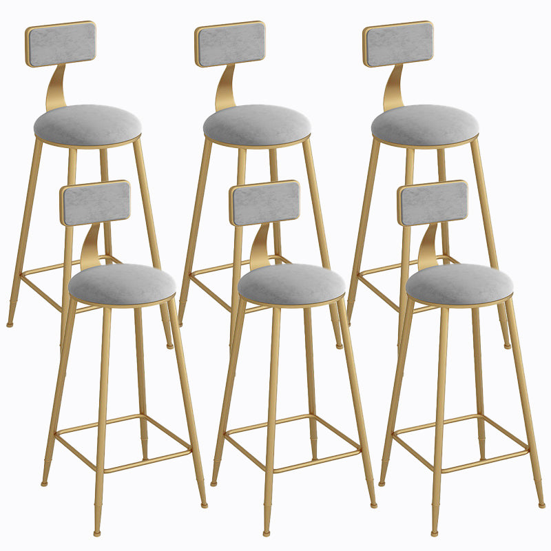 Industrial Metal Barstool Faux Leather Fabric Counter Stool with Gold Legs