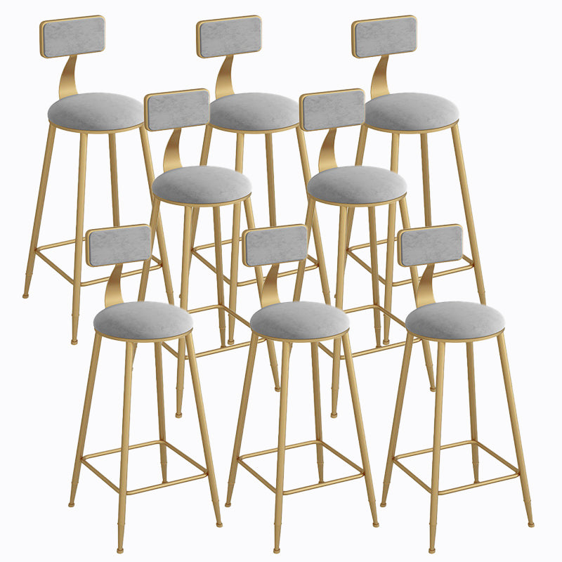 Industrial Metal Barstool Faux Leather Fabric Counter Stool with Gold Legs