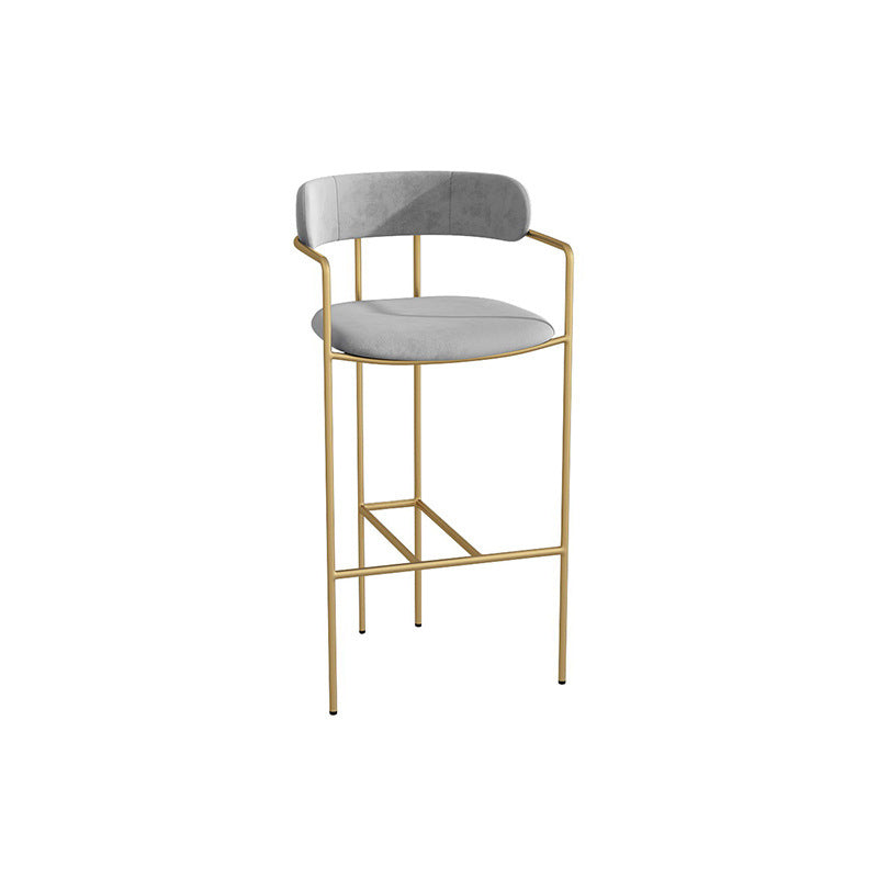 Industrial Metal Barstool Faux Leather Fabric Counter Stool with Gold Legs