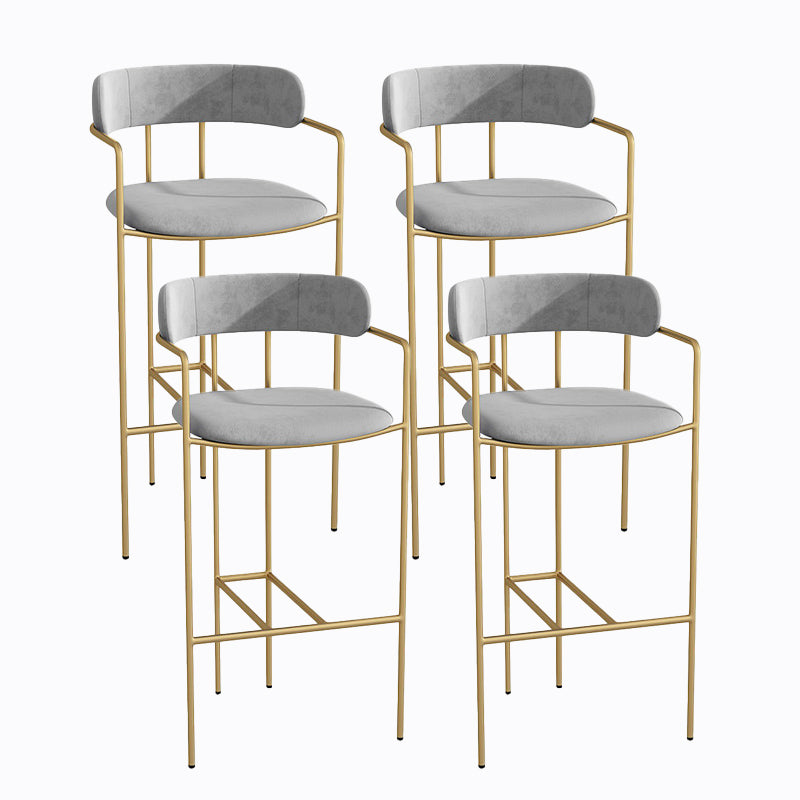 Industrial Metal Barstool Faux Leather Fabric Counter Stool with Gold Legs