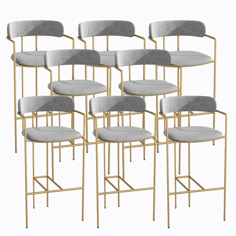 Industrial Metal Barstool Faux Leather Fabric Counter Stool with Gold Legs