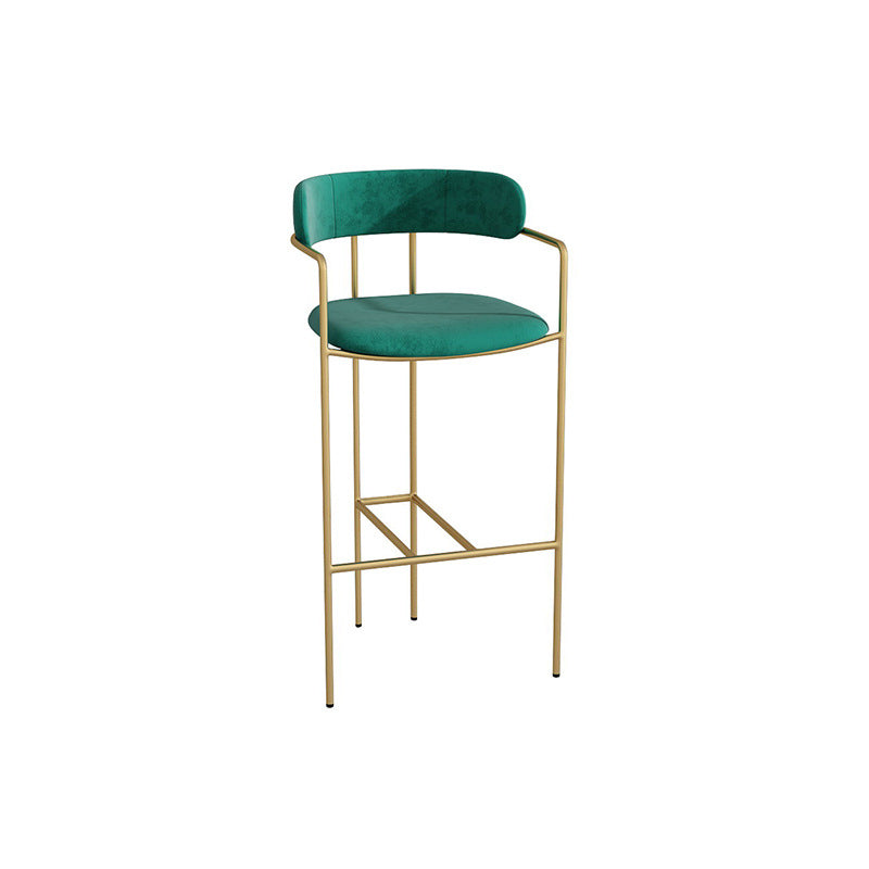 Industrial Metal Barstool Faux Leather Fabric Counter Stool with Gold Legs