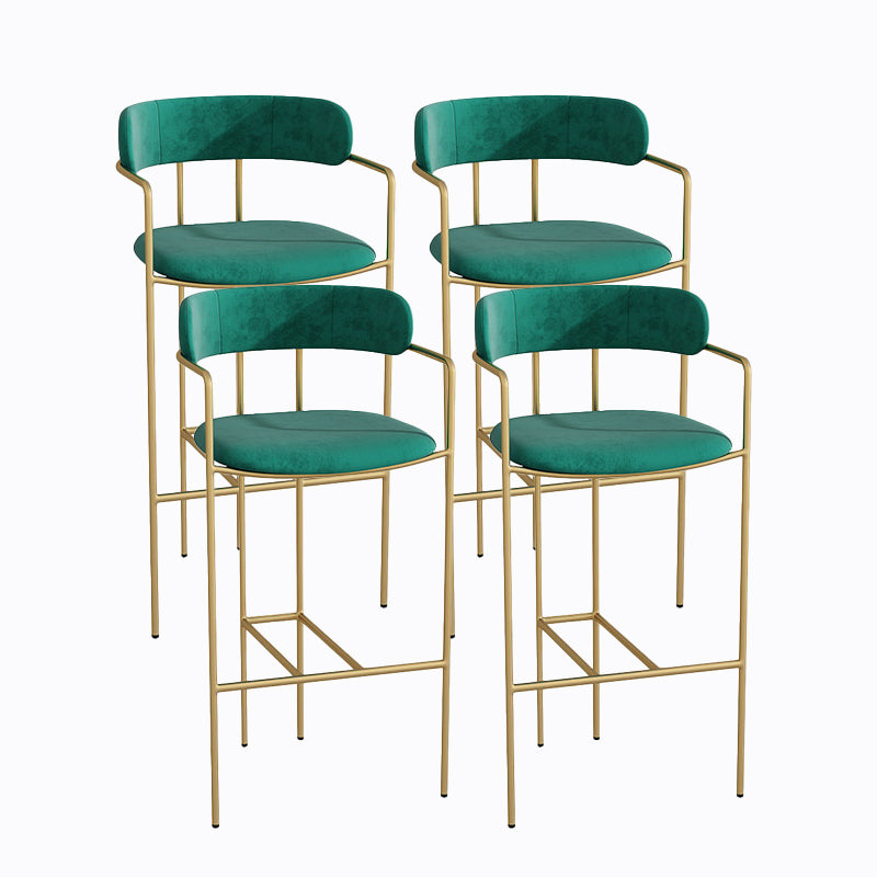 Industrial Metal Barstool Faux Leather Fabric Counter Stool with Gold Legs
