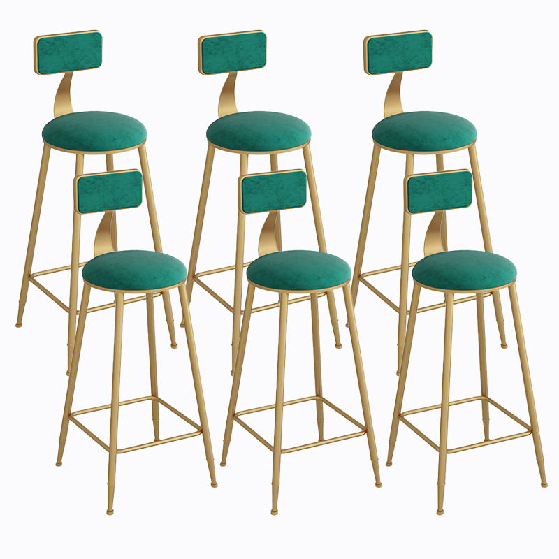 Industrial Metal Barstool Faux Leather Fabric Counter Stool with Gold Legs