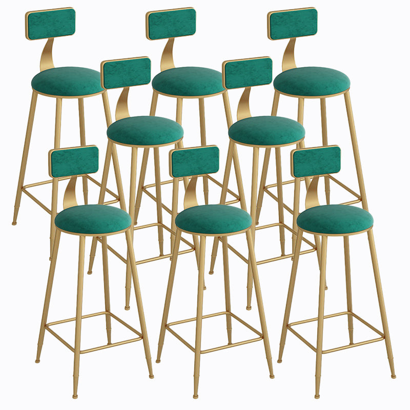 Industrial Metal Barstool Faux Leather Fabric Counter Stool with Gold Legs