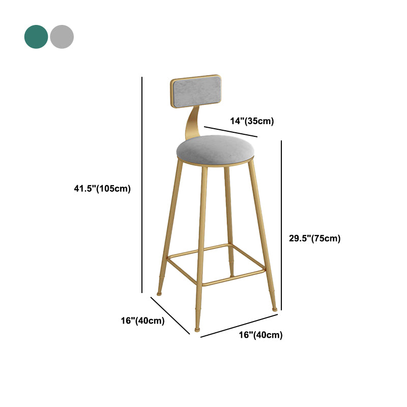 Industrial Metal Barstool Faux Leather Fabric Counter Stool with Gold Legs