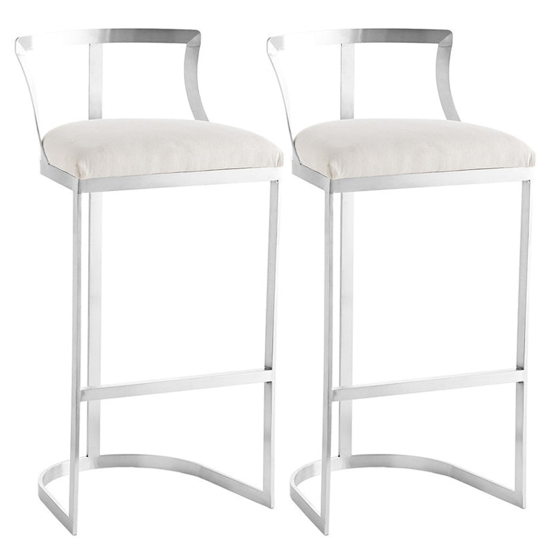 Glam Style Upholstered Counter Height Stool Metal Bar Stool Bar Stool