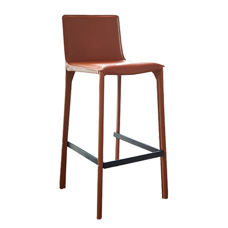 Scandinavian Leather Counter Stools Metal Bar Stool for Home Use