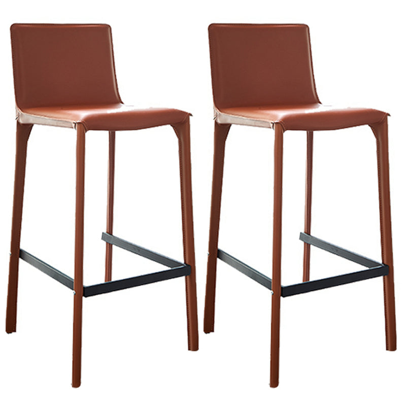 Scandinavian Leather Counter Stools Metal Bar Stool for Home Use