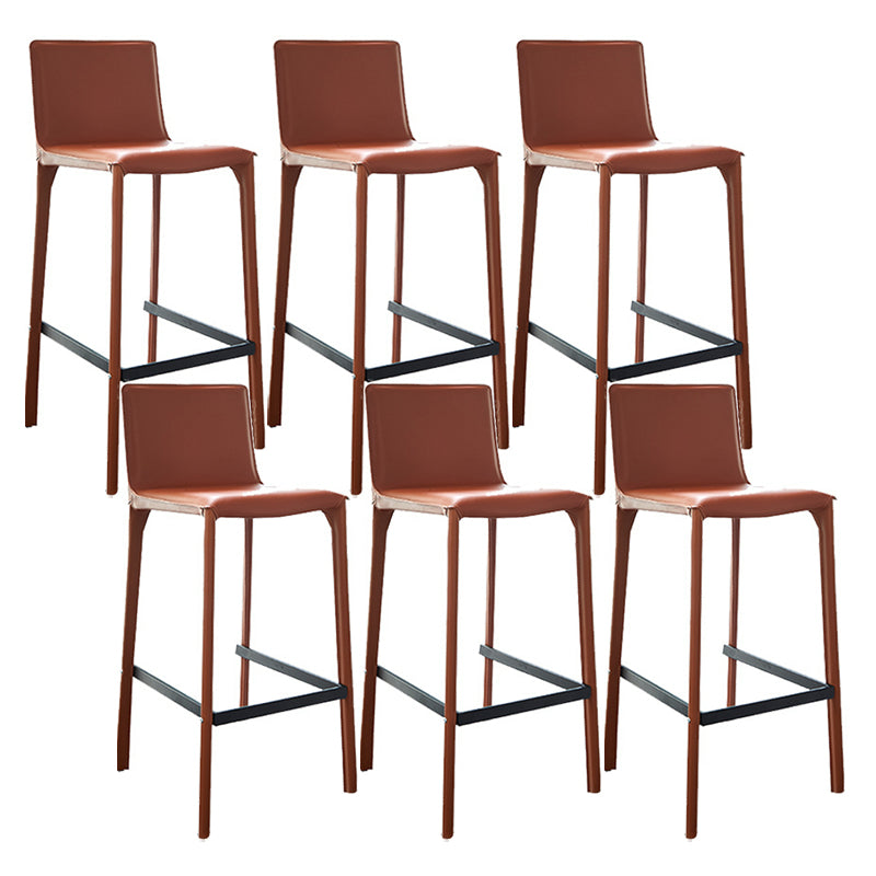 Scandinavian Leather Counter Stools Metal Bar Stool for Home Use