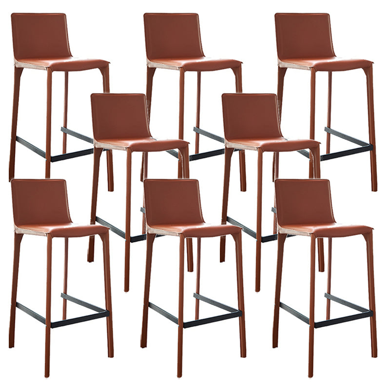 Scandinavian Leather Counter Stools Metal Bar Stool for Home Use