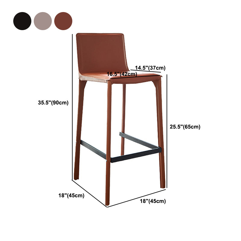 Scandinavian Leather Counter Stools Metal Bar Stool for Home Use