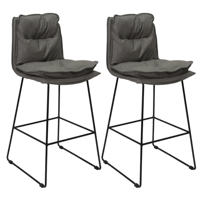 Contemporary Metal Barstool Fabric Counter Stool in Matte Finish for Indoor