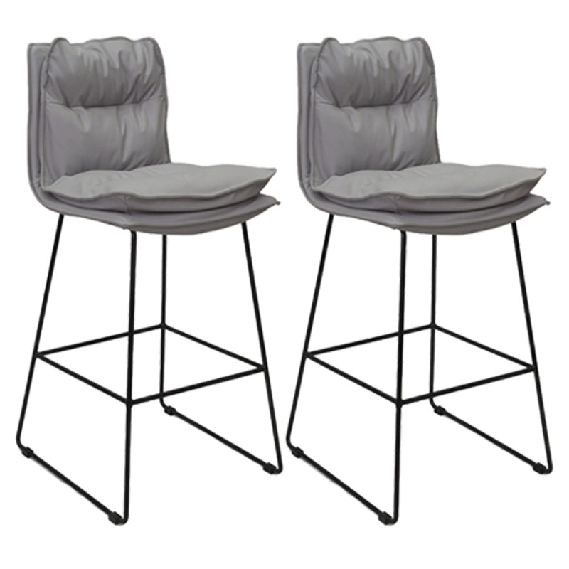 Contemporary Metal Barstool Fabric Counter Stool in Matte Finish for Indoor