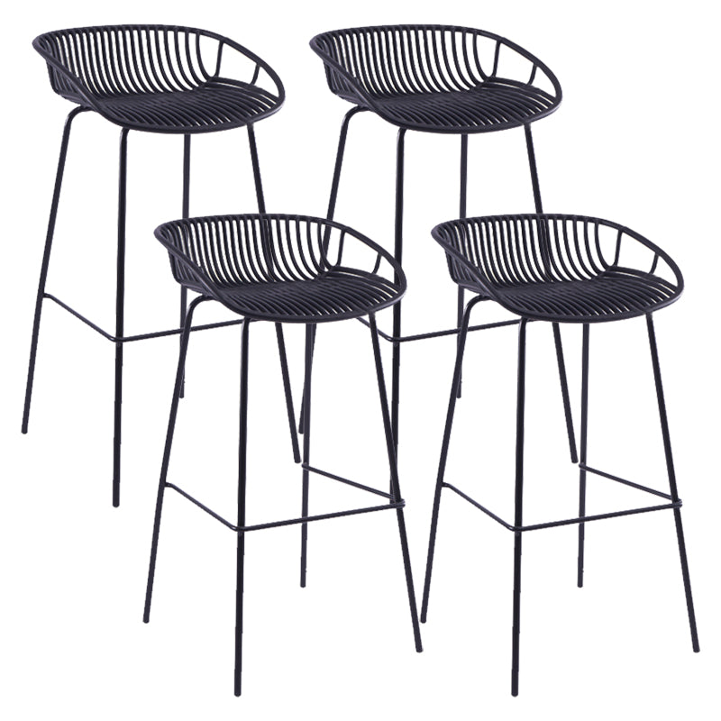 Modern Plastic Contoured Seat Iron Base Footrest Stool for Living Room