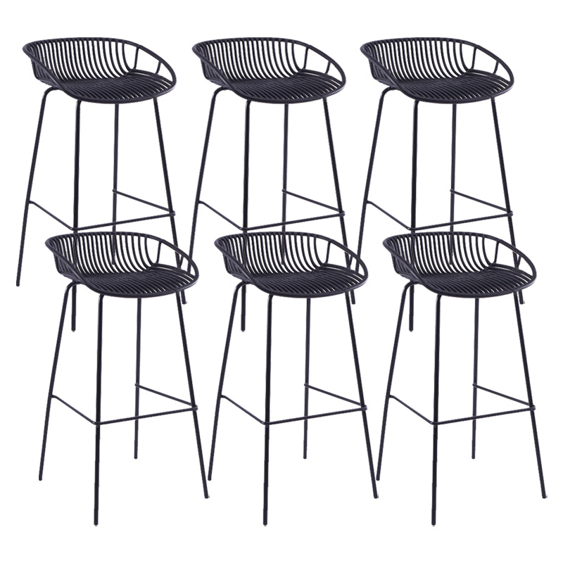 Modern Plastic Contoured Seat Iron Base Footrest Stool for Living Room