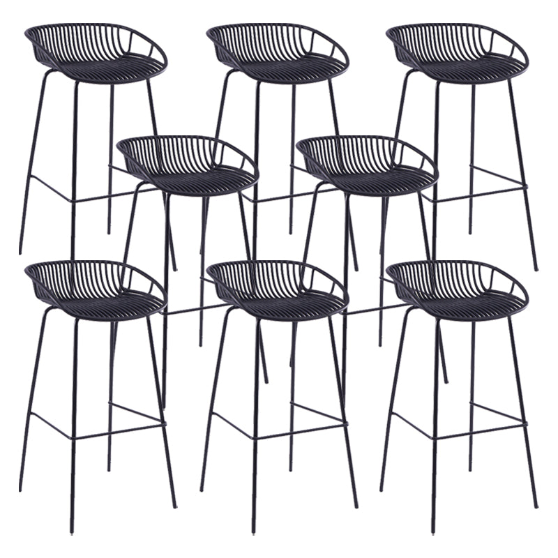 Modern Plastic Contoured Seat Iron Base Footrest Stool for Living Room