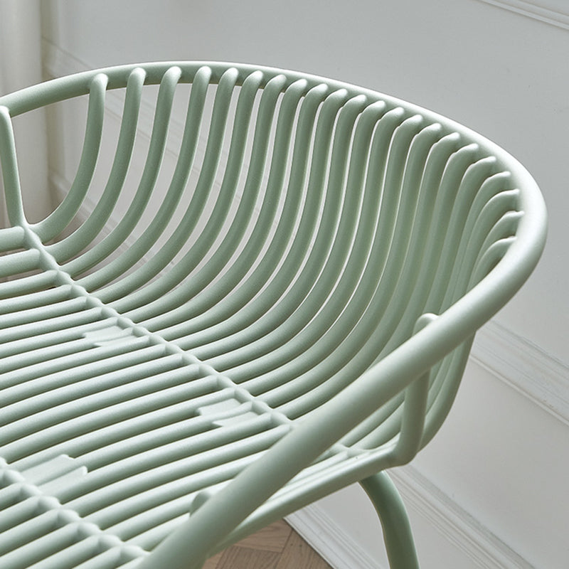 Modern Plastic Contoured Seat Iron Base Footrest Stool for Living Room