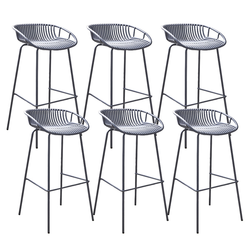 Modern Plastic Contoured Seat Iron Base Footrest Stool for Living Room