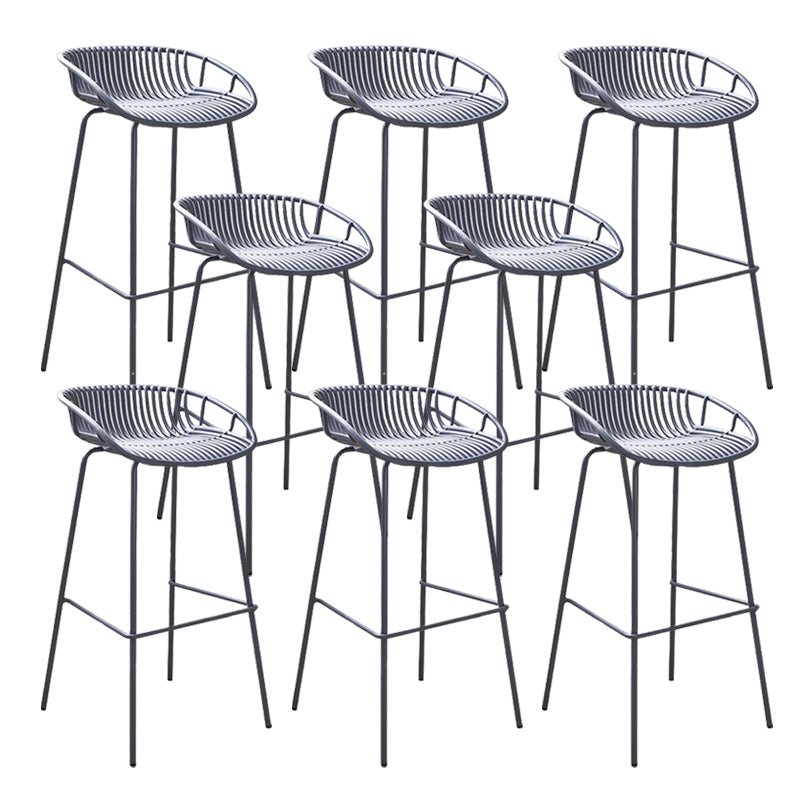 Modern Plastic Contoured Seat Iron Base Footrest Stool for Living Room