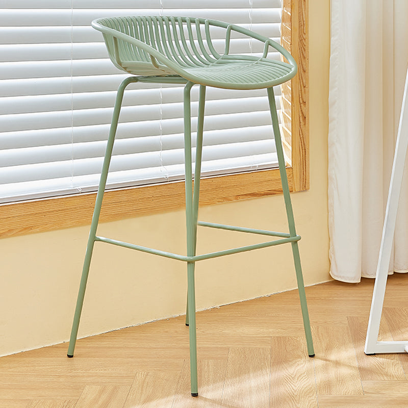 Modern Plastic Contoured Seat Iron Base Footrest Stool for Living Room