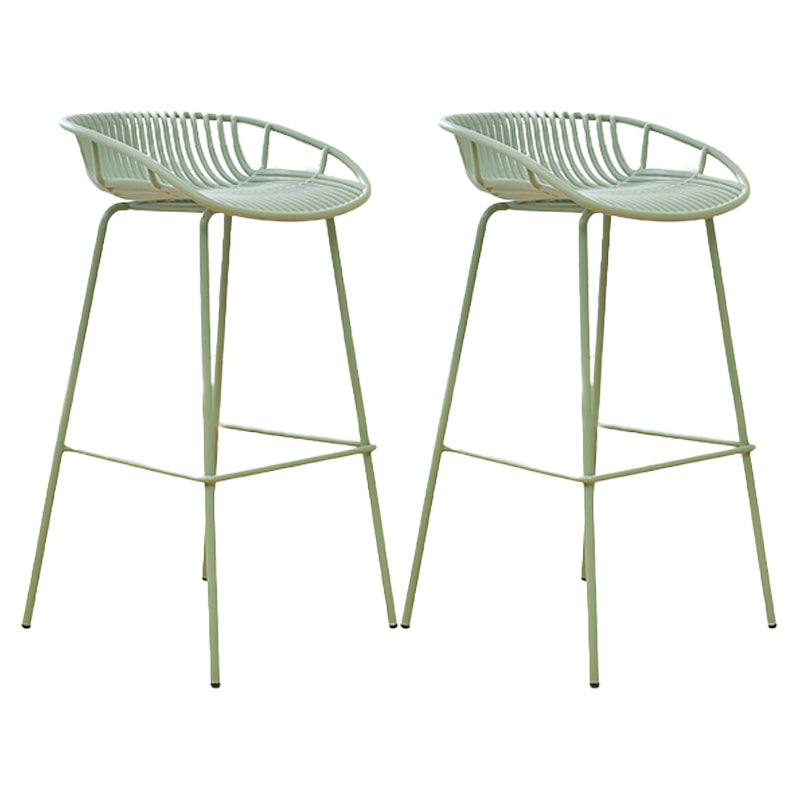 Modern Plastic Contoured Seat Iron Base Footrest Stool for Living Room